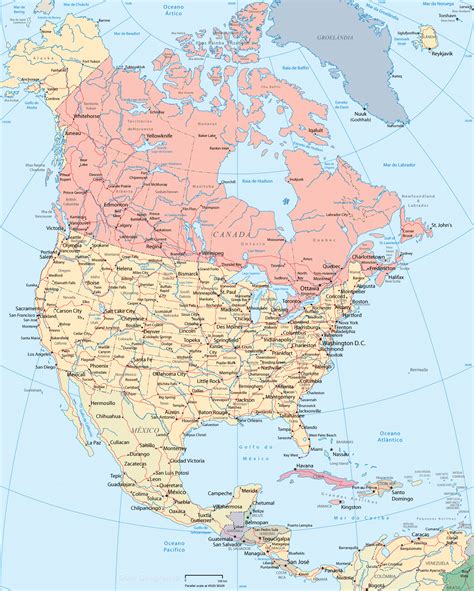 Mapa Da América Do Norte Mapa