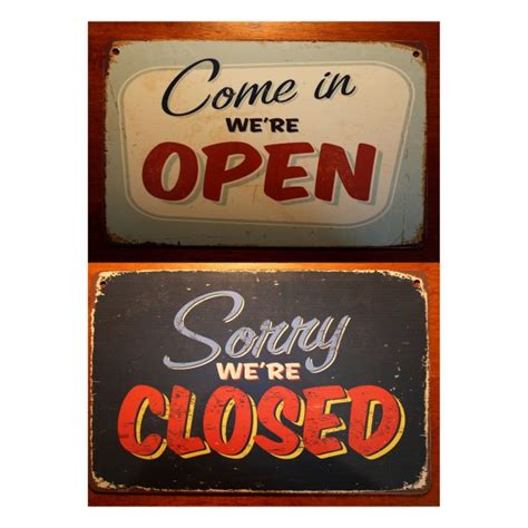 Open Closed Sign Double Sided Classic Metal Signs