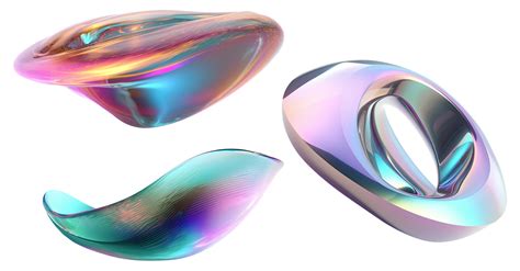 Set Of Abstract Multicolor Shapes On Transparent Background Metallic