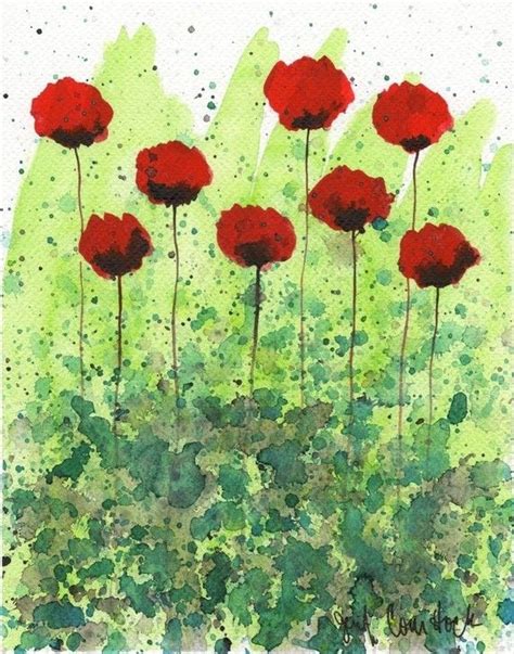 Scarlet Poppies Print Of Watercolor Flowers Modern Farmhouse Etsy
