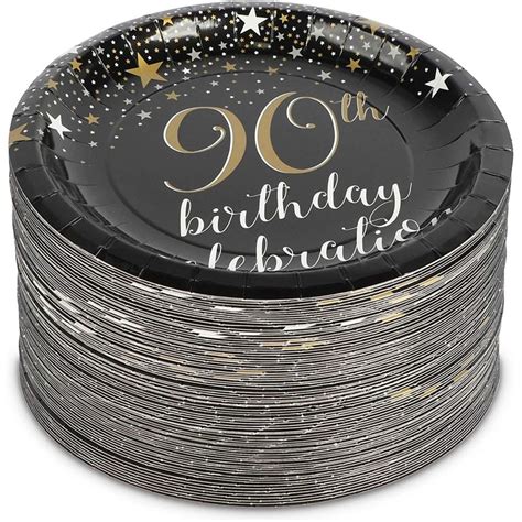 90th Birthday Celebration Party Paper Plates 7 In 80 Pack Sparkle