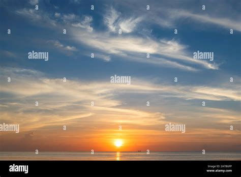 Beautiful Sunrise At Tropical Beach Stock Photo Alamy