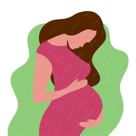 Concepto De Mujer Embarazada En Estilo De Dibujos Animados Lindo Vector Premium
