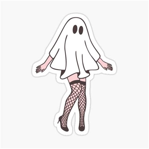 Halloween Pinup Ghost Girl Sticker For Sale By Wickedsticker Redbubble