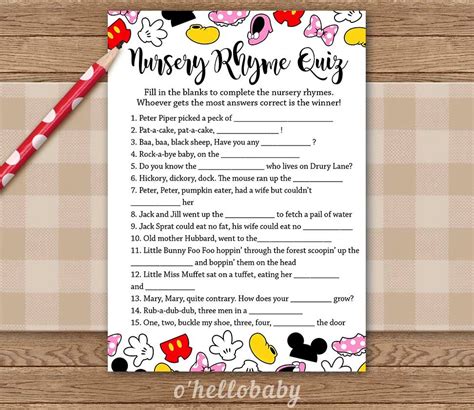 Disney Baby Shower Games Baby Shower Game Guess The Disney Song Game