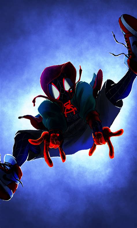 Download Wallpaper 1280x2120 Spider Man Into The Spider Verse Jump