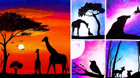 5 Easy Animals Silhouette Painting Ideas For Beginners In 6 Minutes