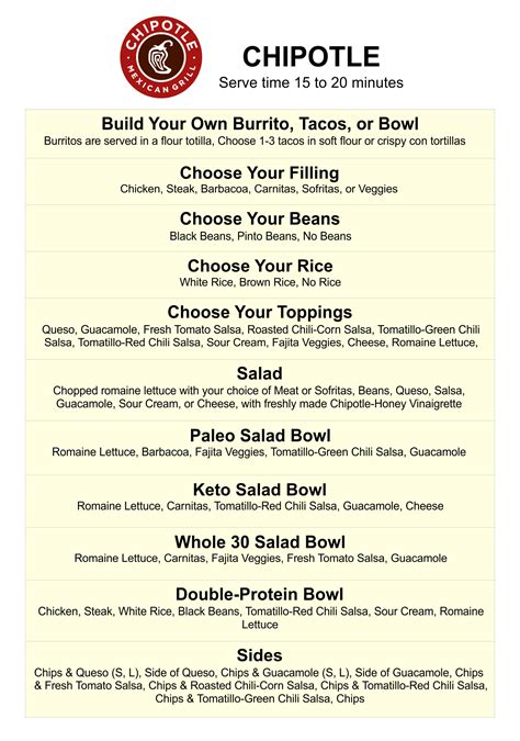 Chipotle Menu Pdf Chipotle Menu Chipotle Order Chipotle Mexican Grill