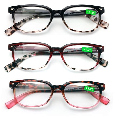 3 pairs of women classic reader with spring hinges half translucent tortoise reading glasses