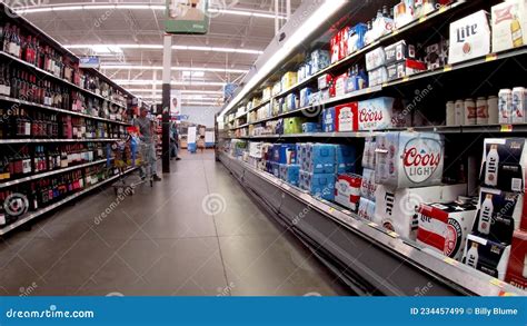 Walmart Supercenter Retail Store Interior Beer Section And Man