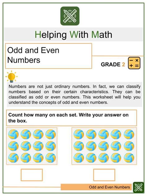 Odd And Even Numbers 2nd Grade Math Worksheets Helping With Math