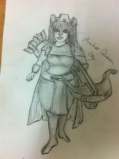 archer queen clash of clans drawing