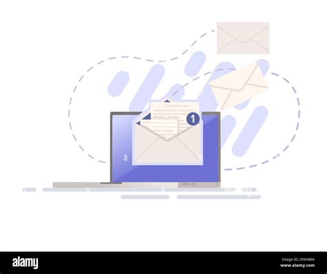 Illustration Of Sending Mail Or Email With Paper Envelope And Laptop