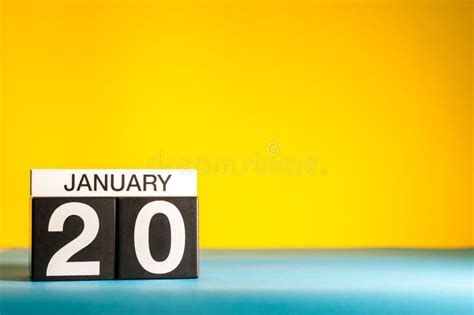 January 20th Day 20 Of January Month Calendar On Yellow Background