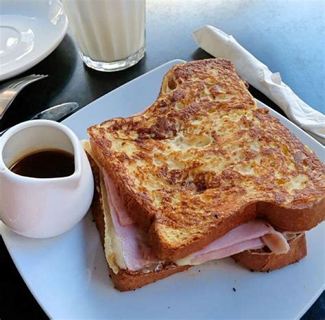 delicious french toast with ham cheese and maple syrup from la patisserie in south perth