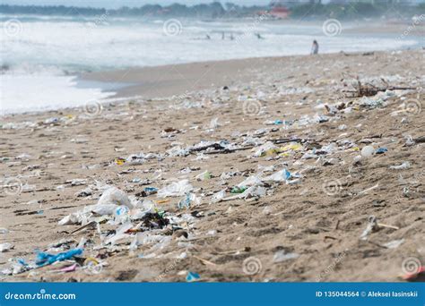 Garbage And Wastes On The Beach In Bali Indonesia Stock Photo Image