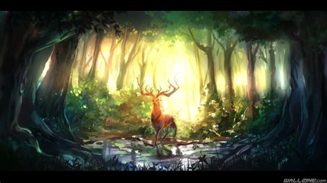 Fantasy Deer Sunlight Art Hd Desktop Wallpaper Art