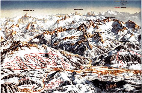 Large Old Piste Map Of Hindelang Oberjoch Ski Resort Allgau