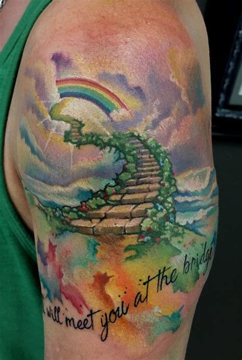 Rainbow Bridge Tattoo In 2023 Bridge Tattoo Rainbow Tattoos Dog