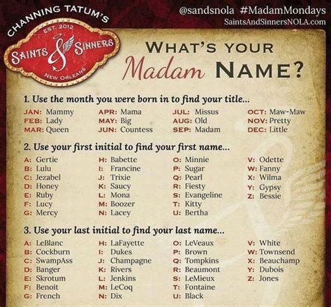 Whats Your Madam Name By Nightingalestorm13 On Deviantart