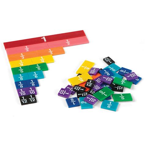Hand2mind Plastic Rainbow Fraction Tiles Montessori Math
