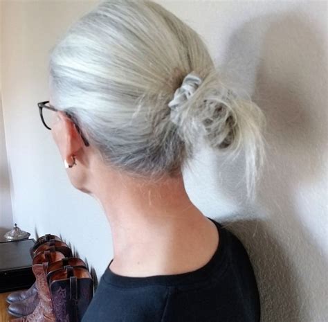 Pin By ϲɑɾɾíҽɑղղ On Fifty Shades Of Gray Grey Hair Ponytail Long