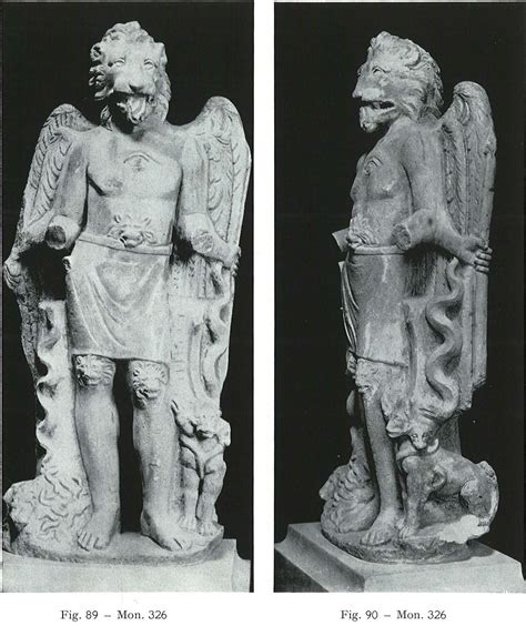 Aion is the god of atreia. CIMRM 326 - Statuette of lion-headed god standing in front ...