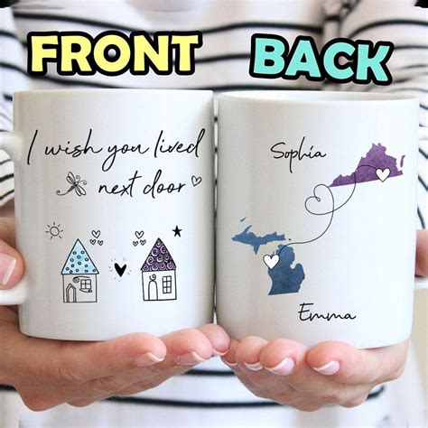 personalized i wish you lived next door mug long distance friendship mug best friend moving