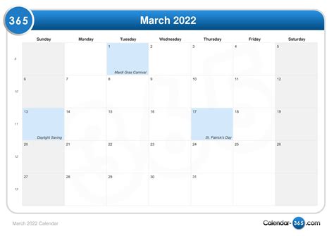 March 2022 Calendar