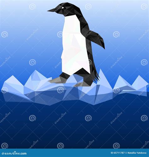 Pinguino Nello Stile Poligonale Illustrazione Vettoriale Illustrazione Di Basso Artico 65711787