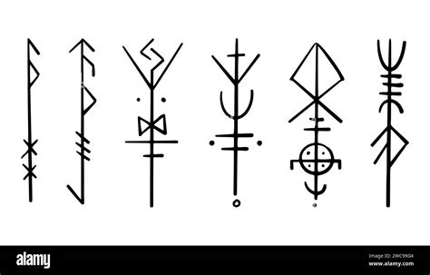 Nordic Celtic Runes Set Norse Protection Symbols In Doodle Style