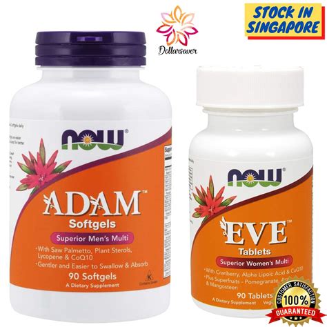 Adam Mens Eve Womens Multivitamin Supplement Now Foods 90 Softgels