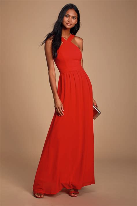 Beautiful Red Dress Red Maxi Dress Halter Dress Gown Lulus