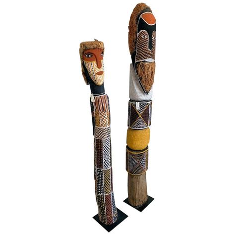 Australian Aboriginal Primordial Ancestor Couple Statues From Tiwi