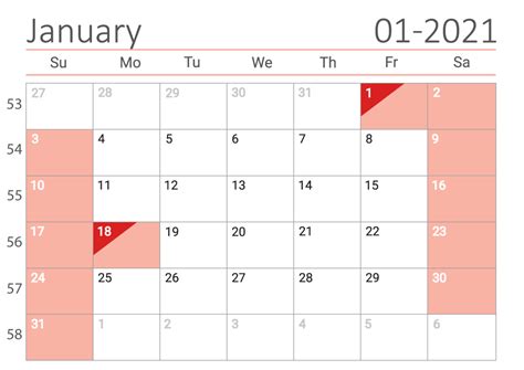 January 2021 Printable Calendar The Us — Easy Free Print