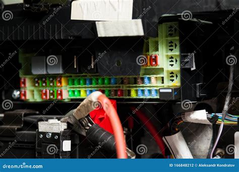 Fuse Box In The Car`s Electrical Circuit During Vehicle Repair In The
