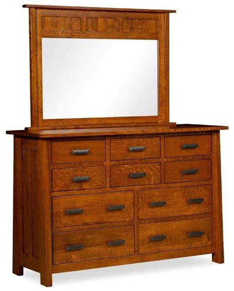 Amish Freemont Mission Dresser With Ten Drawers And Optional Mirror