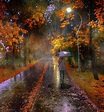 Eduard Gordeev: Rainy day in October. | Autumn rain, Rain art, Autumn park