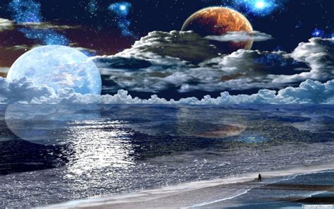3d Fantasy Art Moon Spacescape 2 3d Beach Beautiful Digital Art