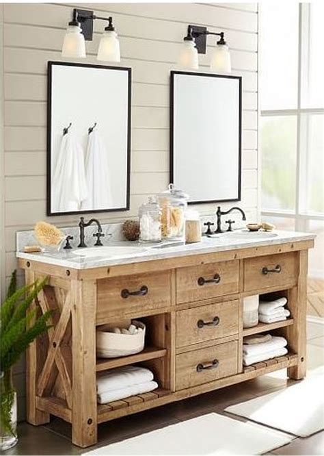 Farmhouse bathroom makeover on a budget / tour our entire bathroom makeover, including our ideas and diy projects for a new vanity, a shower update, painted tile, rustic touches with a modern twist and more! Rustic farmhouse style bathroom design ideas 40 - Hoommy.com