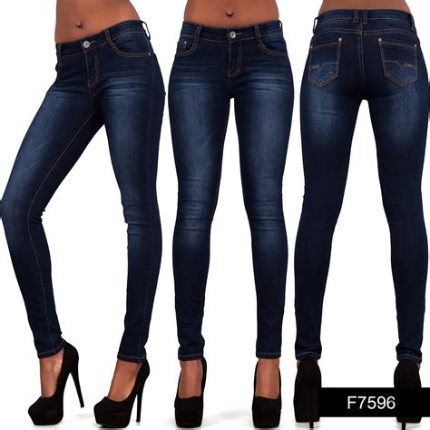womens ladies sexy high waist skinny jeans blue stretch denim size 6 16 ebay