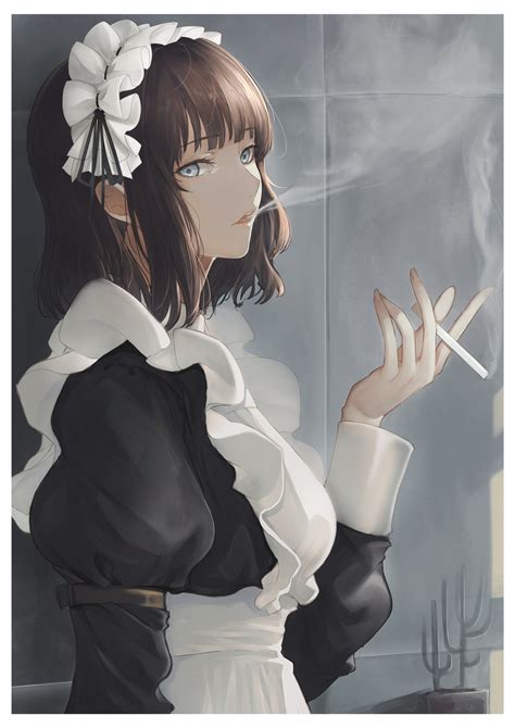 wallpaper anime girls digital art artwork 2d portrait display vertical smoking