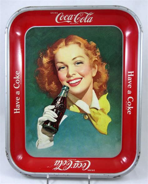 coke coca cola tray vintage 1948 1950 girl with wind in her red hair original 1902502480
