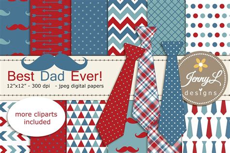 Fathers Day Dad Digital Paper Custom Designed Graphic Patterns