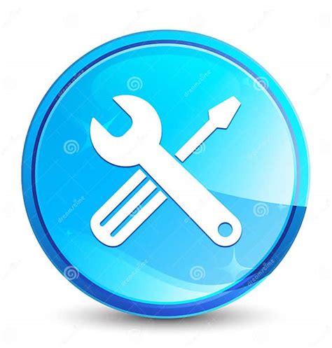 Tools Icon Splash Natural Blue Round Button Stock Vector Illustration
