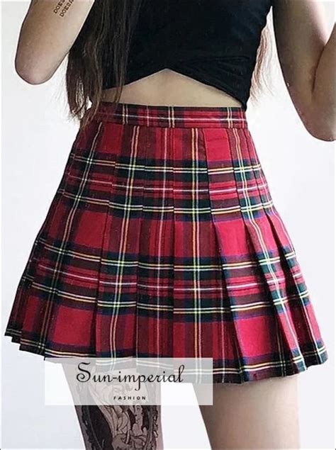 Women Preppy Style Check Pleated Skirts With Safety Shorts Plaid Mini