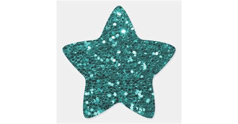 Chic Teal Faux Glitter Star Sticker