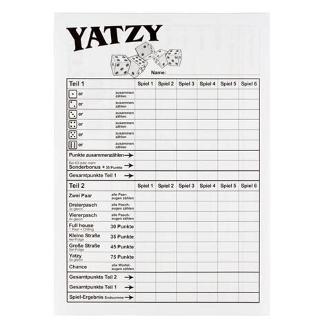 Kniffelblock groß zum ausdrucken kostenlos : Yatzy Block Extra Classic XL (3 x 40 Blatt) - Gleichcom AG