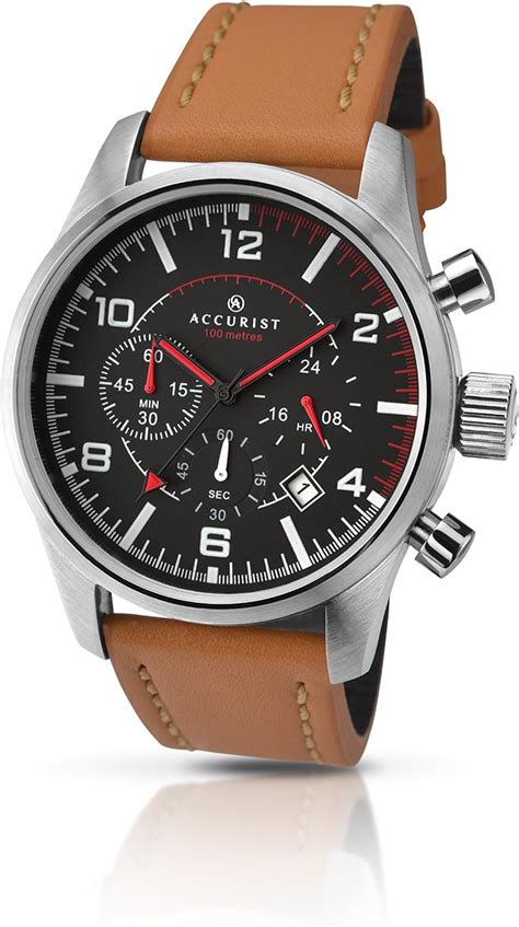 Accurist Mens Quartz Watch With Black Dial Chronograph Display And