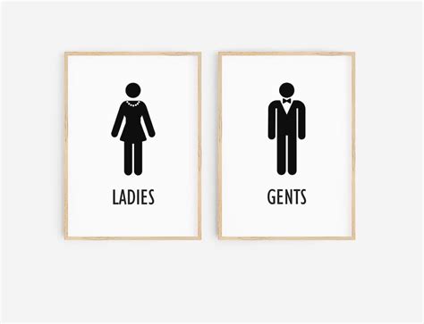 Ladies And Gents Restroom Sign Bathroom Art Bathroom Decor Etsy
